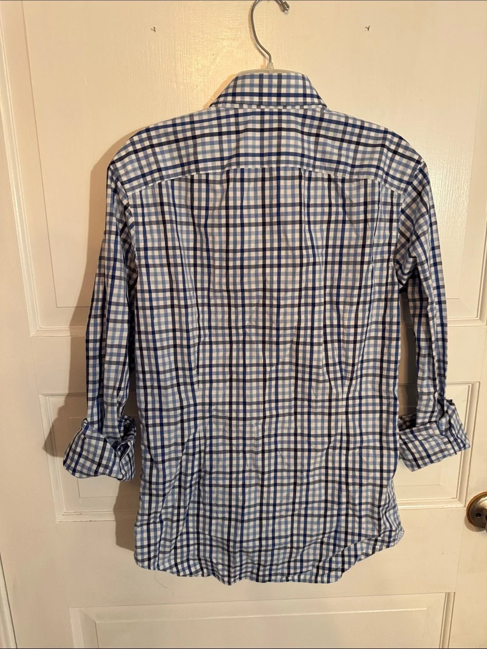 Banana Republic Men’s White and Blue Check Button-Down Shirt